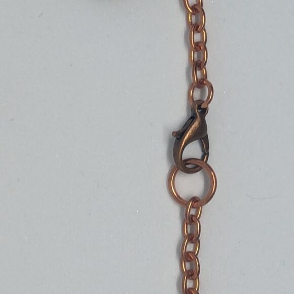 'Ferrinol' Lapis, Sunstone & Blue Lace Agate Reversible Copper Handmade Necklace - Picture 7 of 9